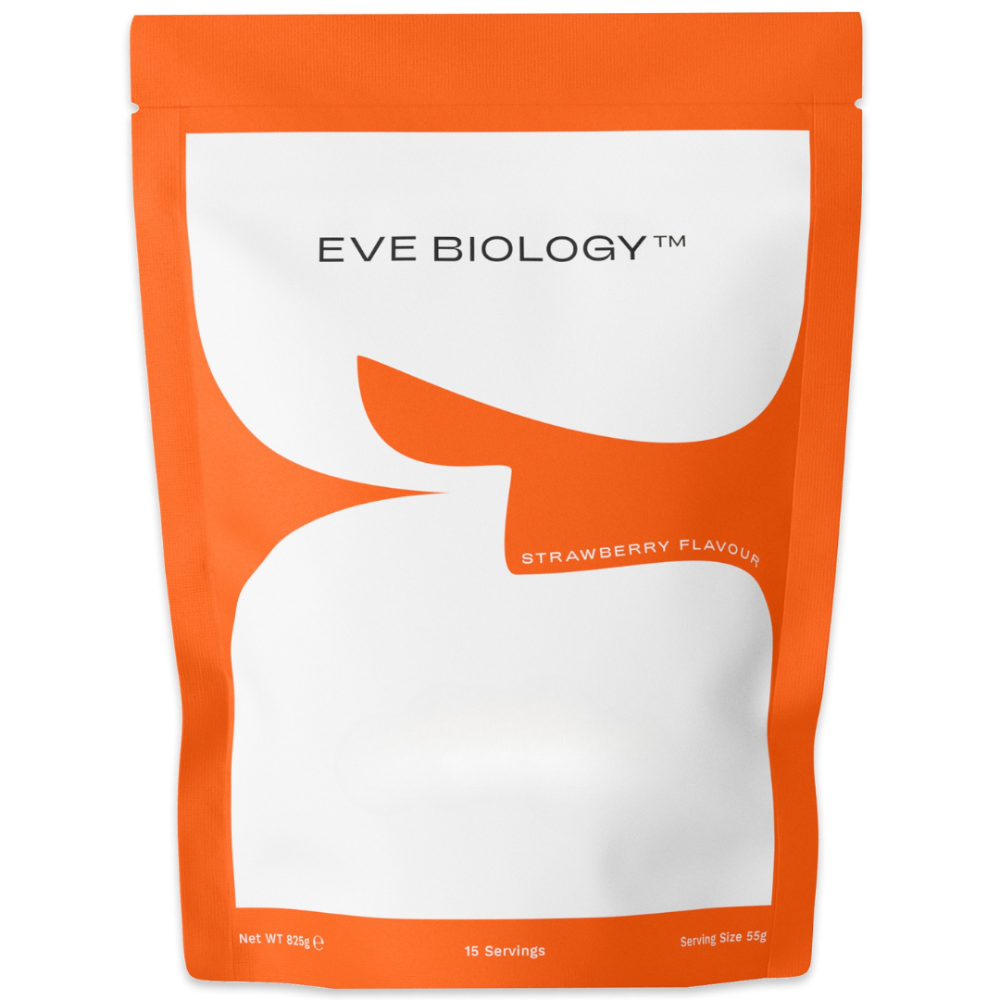 Eve Biology strawberry meal replacement  shake for weight loss front  of pack