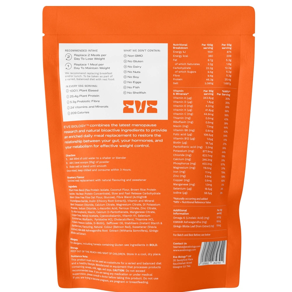 Eve Biology Strawberry shake back of pack