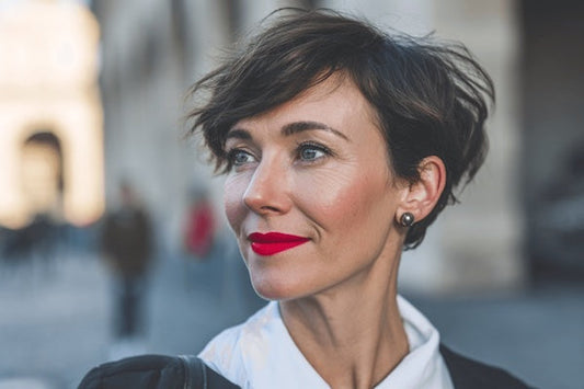 Attractive woman red lipstick