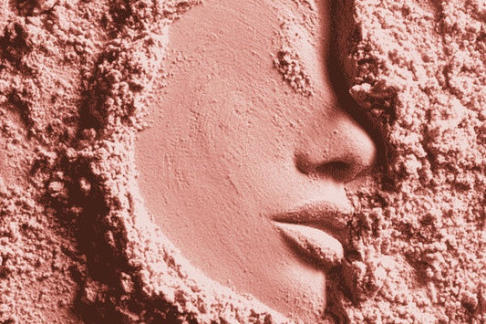Strawberry protwin powder with a woman's face etched into it