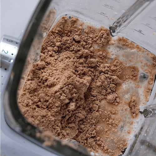 meal replacement powder  in a blender