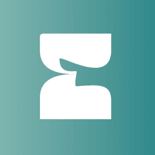 White icon of a capital E  for Eve Biology on a teal background