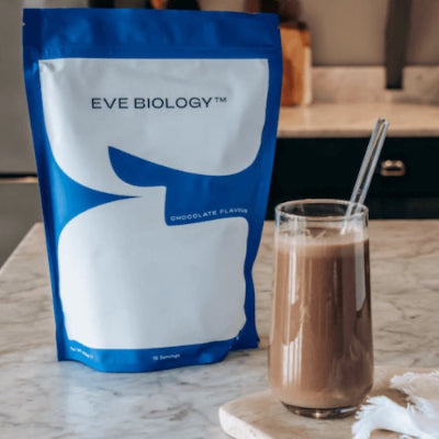 Eve Biology Meal Replacement Sake pouch on counter