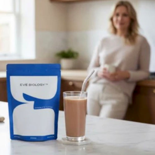 chocolate shake with a woman in the background