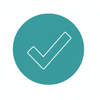 Check mark icon within a teal circle